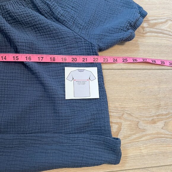 Jules & Leopold Blue Elastic Puff Sleeve Cropped Top Cute & Comfy 100% cotton 1X - Picture 9 of 10